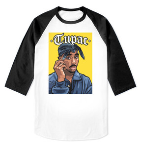 Tupac Cartoon Raglan Baseball 3/4 Sleeve T-Shirt
