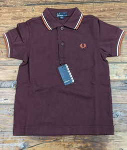 Fred Perry Twin Tipped Kids Polo Shirt in Mahogany