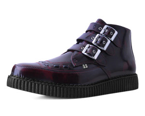 A9856 Burgundy Rub Off Monk Buckle Creepers - Nuclear Waste