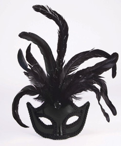 Women's Black Venetian Carnival Half Mask