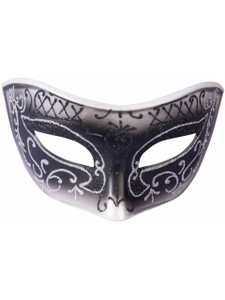 Black With Silver Trim Venetian Half Mask