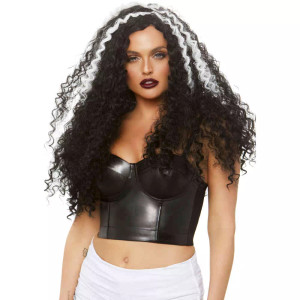 Black & White 29" Long Curly Wig