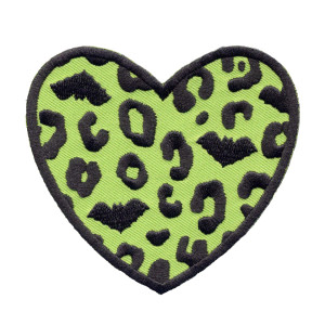 Batty Leopard Heart Embroidered Patch