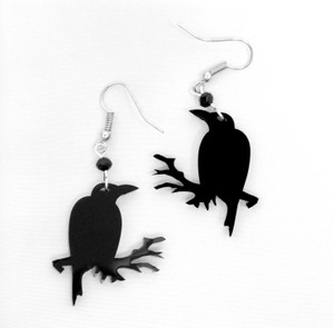Black Crows Acrylic Earrings