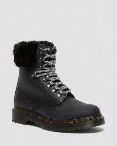 Dr Martens 1460 Serena Collar Faux Fur Lined Lace Up Boots