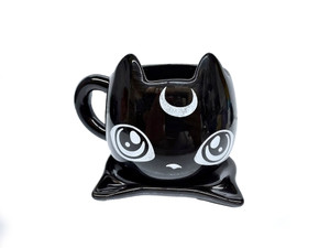 Kawaii Moon Kitty Mug with Saucer