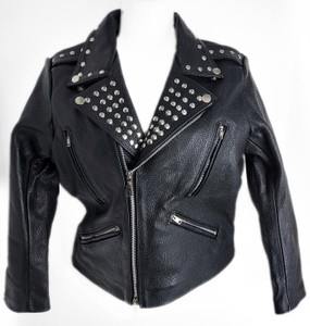 Women's Studded Leather Biker Jacket