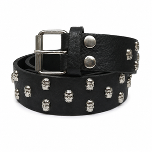 Leather Belt with Skull Studs