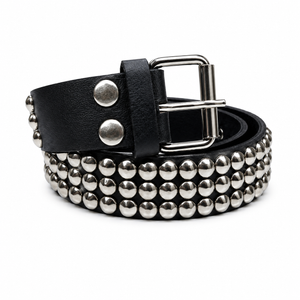 Leather Belt with Dome Studs