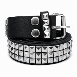 Thick Leather Belt with Pyramid Studs