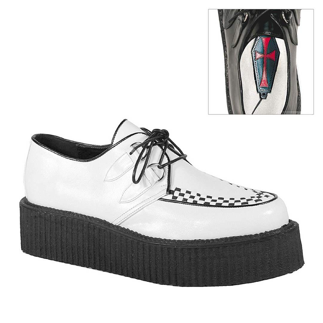 White Vegan Leather Classic Creepers - V-Creeper-502 - Nuclear Waste