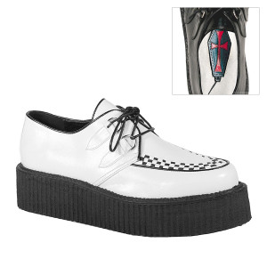 White Vegan Leather Classic Creepers Shoes - V-Creeper-502