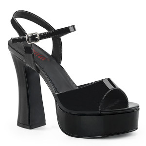 Women's Black Patent 5" Retro Platform Sandals - Dolly-09