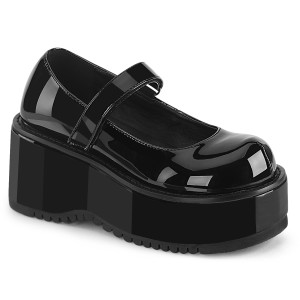 Women's Black Patent 3 1/4" Platform Mary Jane Shoes - Dollie-01