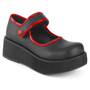 Platform Hook N Loop Black & Red Mary Jane Shoes - Sprite-01