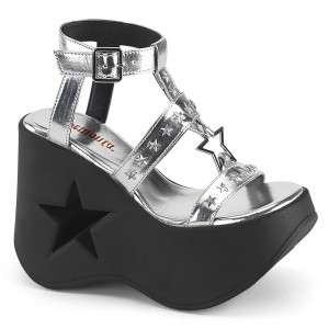 Silver Vegan Star Cutout Platform Strappy Sandals - DYNAMITE-12