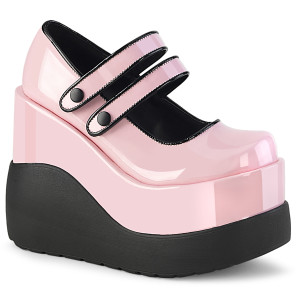 Pink Patent 5" Tiered Wedge Platform Maryjane Shoes - VOID-37