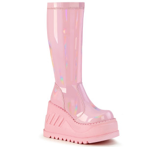 国内未入荷 LE LOSANGE - Mohawk Big Pink Boots y2k Lady buckle spiked knee high platform combat boots neon pink