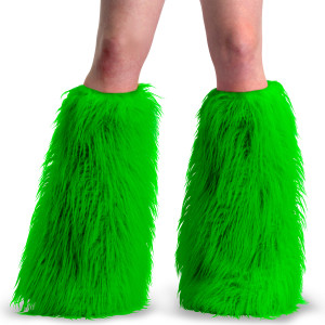 Green Faux Fur Boot Sleeve & Leg Warmer - YETI-08
