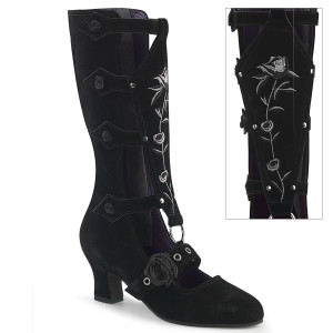 Rose Coffin Shaped Front Shield Mid-Calf Heel Boot - WHIMSY-118