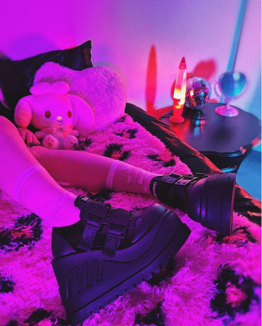 Wedge Platform Shoe with 'Demonia' Hook-N-Loop Straps