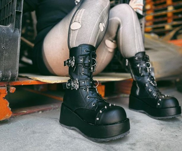 靴 y2k ring heal Buckle Boot crocoleather KIJBLAE Women's Platform Boots Lace Up Ankle Boots Chunky