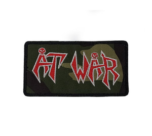 At War - Red Camo Logo 4.5x2" Embroidered Patch
