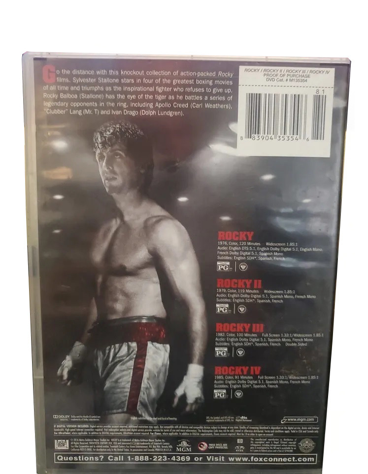 【中古】「非常に良い」ROCKY 4-FILM COLLECTION Rocky 4-Film Collection 4 Disc DVD - Used