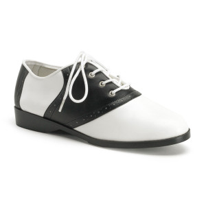 Flat Saddle Black and White Pu Shoe - SADDLE-50