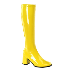 Yellow Patent Stretch Patent Gogo Boot - GOGO-300