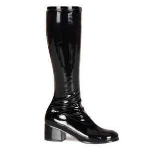 Black Patent Steel-Toe Gogo Boot - RETRO-300