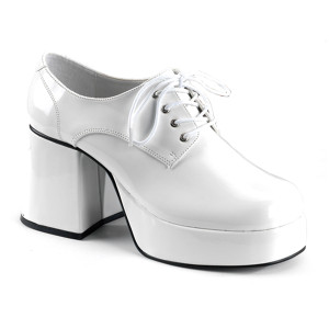 White Patent Platform Men's Disco Shoes - JAZZ-02