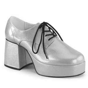 Silver Platform Men's Disco Shoes - JAZZ-02G