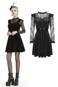 Gothic Doll Frilly Lace Velvet Dress