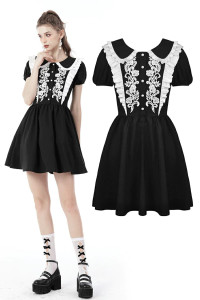 Gothic Embroidered Contrast Dress