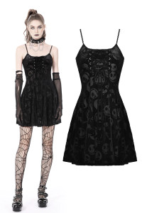 Gothic Lace Up Skull Strap Dress