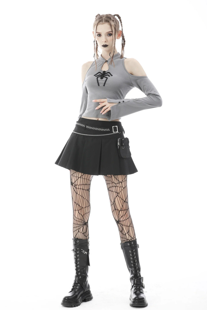 Punk Rock Pleated Mini Skirt with Bag - Nuclear Waste