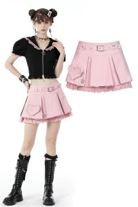 Alternative Rebel Pink Mini Skirt with Heart Shaped Side Bag