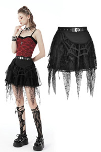 Rebel Girl Spider Web Mini Skirt