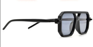 Black 70s Style Square Aviator Sunglasses