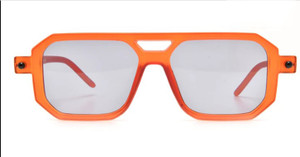 Orange 70s Style Square Aviator Sunglasses