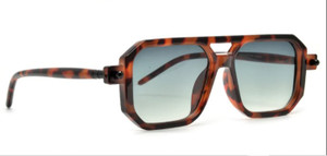 Faux Tortoise Shell 70s Style Square Aviator Sunglasses