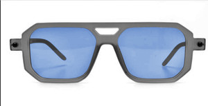 Grey 70s Style Square Aviator Sunglasses