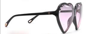 Black True Love Oversize Heart Shaped Sunglasses with Pink Lens
