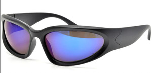 Black Millenium Revo Oval Sunglasses with Blue Lens