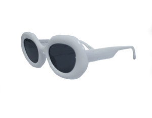 White 60s Style Vida Round Sunglasses
