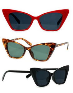 Black & Beige Large Retro Cat Eye Sunglasses