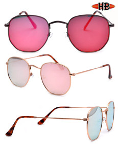Pink Dey Color Round Aviator Type Sunglasses