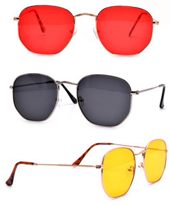 Red Dey Color Round Aviator Type Sunglasses