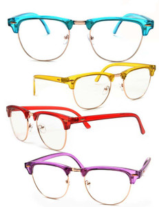 Blue Classic Color Half Frame Wayfarer Glasses
